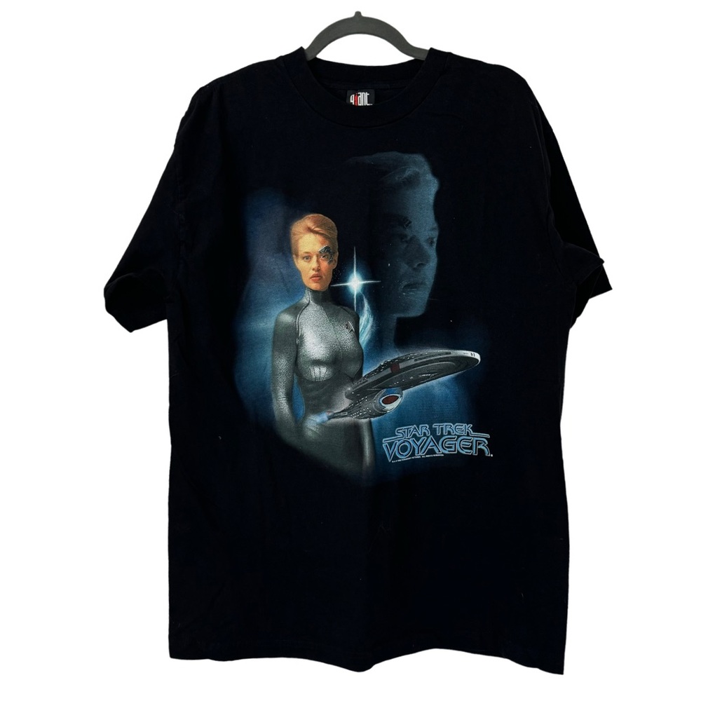Star Trek Voyager 1998‎ Vintage T-Shirt Size L Black 90s New